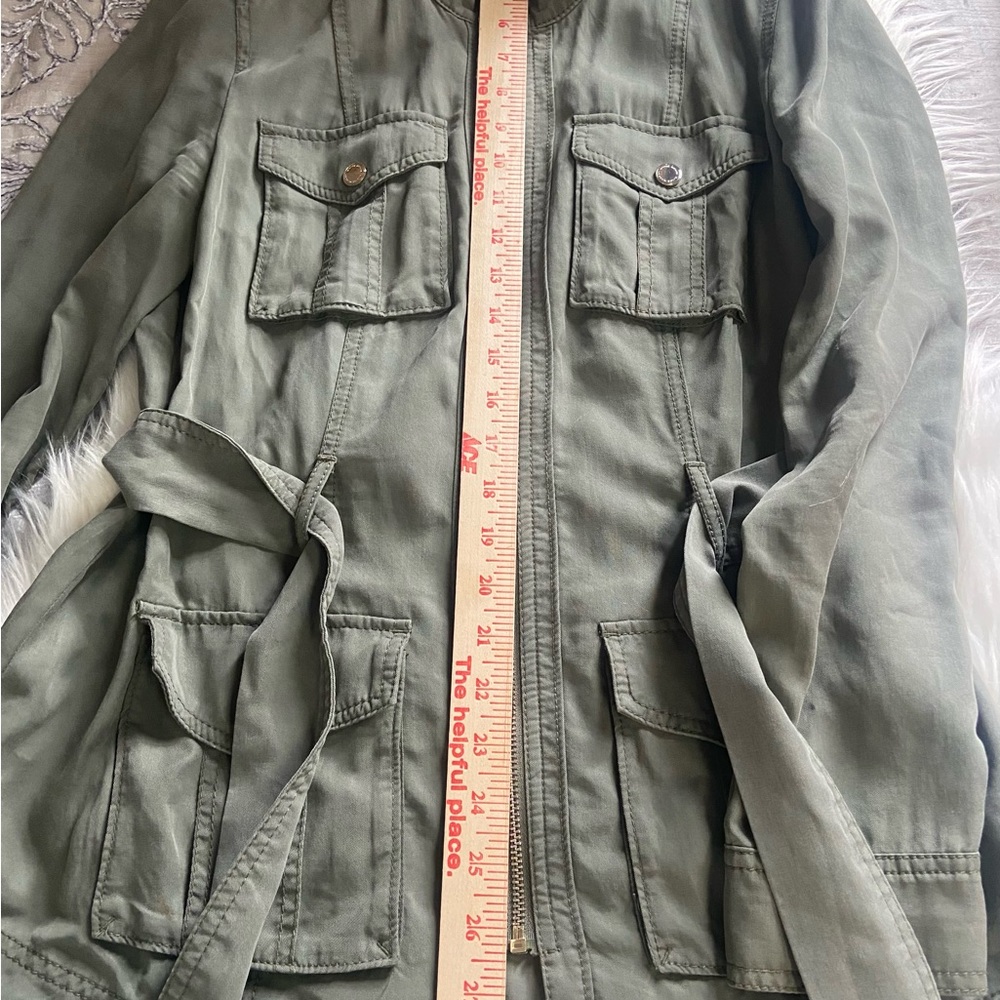 White House Black Market Sz 6 Olive Green Women’s Utility Jacket - Picture 10 of 13